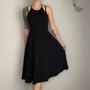 Black halter midi dress